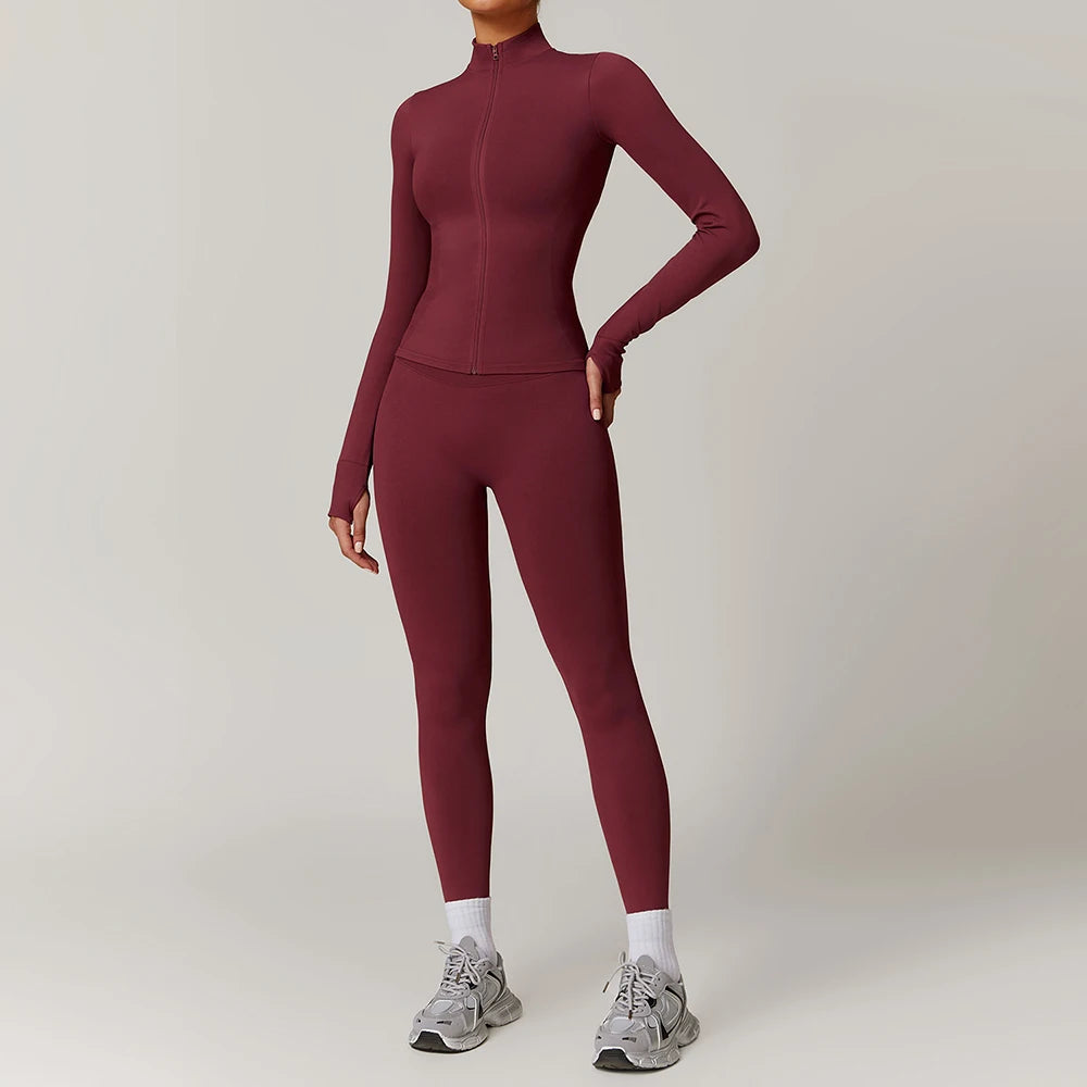 New Fashion High Impact Yoga Jacket and Gym Leggings Set Custom logo Seamless Workout Leggings Shorts Set for Women