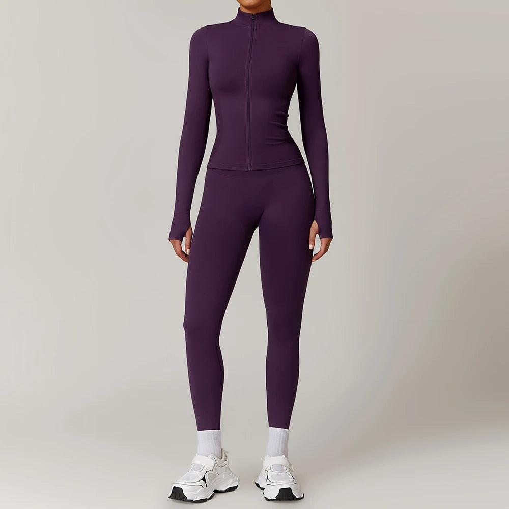 New Fashion High Impact Yoga Jacket and Gym Leggings Set Custom logo Seamless Workout Leggings Shorts Set for Women