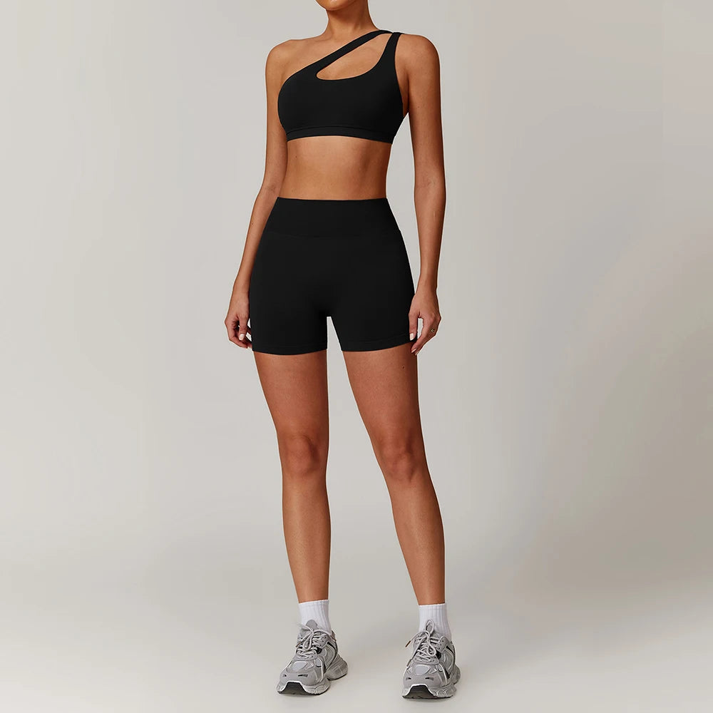 New Fashion High Impact Yoga Jacket and Gym Leggings Set Custom logo Seamless Workout Leggings Shorts Set for Women