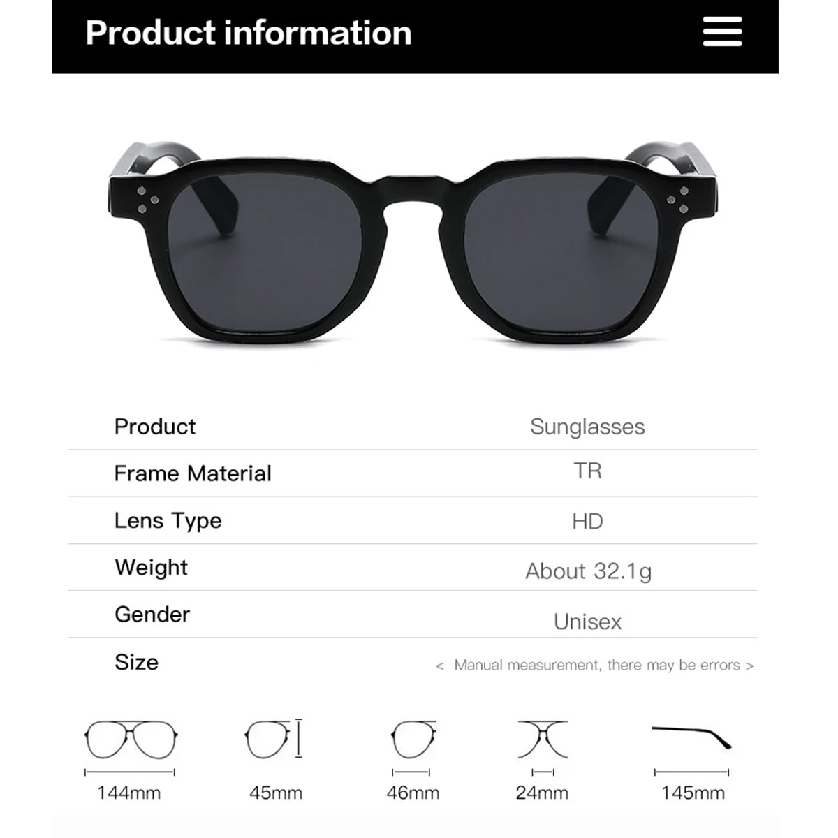 Fashionable Men's and Women's Round Rivet Sunglasses Outdoor Street Photography Sunglasses UV Protection Driving Sunglasses